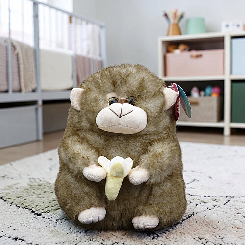 Muz Tutan Sempatik Peluş Maymun Vizon 23 cm - Toptanalim
