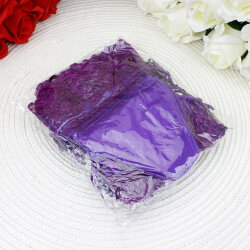  Organze Büzgülü Üçgen Dantelli Kese Mor 12x15 cm (24’lü Paket) - 3