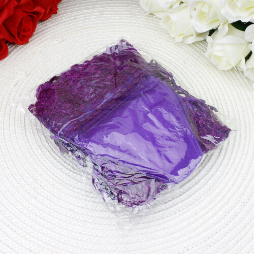  Organze Büzgülü Üçgen Dantelli Kese Mor 12x15 cm (24’lü Paket) - 3