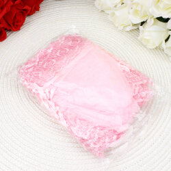 Organze Büzgülü Üçgen Dantelli Kese Pembe 12x15 cm (24’lü Paket) - 3