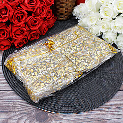 Organze Gül Desenli Tül Kese Gold 12x15 cm (100’lü Paket) - 2