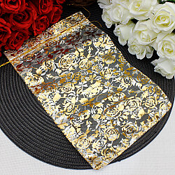 Organze Gül Desenli Tül Kese Gold 20x30 cm (50’li Paket) - 1