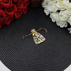 Organze Gül Desenli Tül Kese Gold 5x7 cm (100’lü Paket) - 3