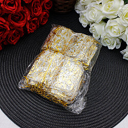 Organze Gül Desenli Tül Kese Gold 7x9 cm (100’lü Paket) - 4