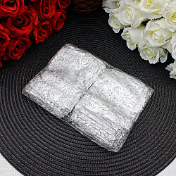 Organze Gül Desenli Tül Kese Gümüş 7x9 cm (100’lü Paket) - 4