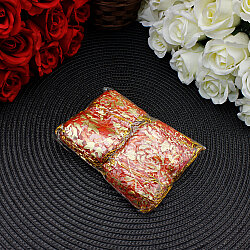 Organze Gül Desenli Tül Kese Kırmızı Gold 5x7 cm (100’lü Paket) - 4