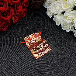 Organze Gül Desenli Tül Kese Kırmızı Gold 7x9 cm (100’lü Paket) - 2