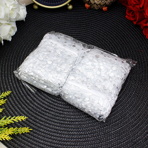 Organze Puantiyeli Tül Kese Gümüş 7x9 cm (100’lü Paket) - 4