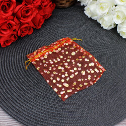 Organze Puantiyeli Tül Kese Kırmızı 12x15 cm (100’lü Paket) - 1