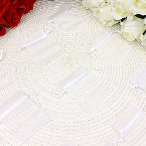 Organze Şeffaf Tül Kese Beyaz 5x7 cm (100’lü Paket) - Toptanalim