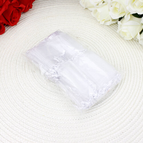 Organze Şeffaf Tül Kese Beyaz 5x7 cm (100’lü Paket) - 3
