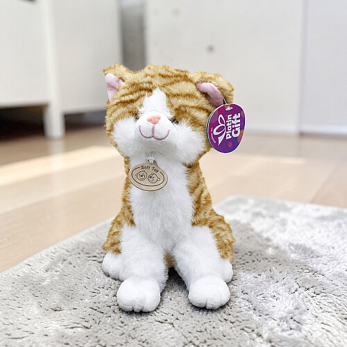Oturan Sevimli Peluş Tekir Kedi Tarçın 27 cm - Toptanalim