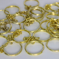 Paslanmaz Gold Zincirli Anahtarlık Halkası 50'li Paket - 1