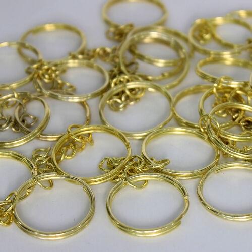 Paslanmaz Gold Zincirli Anahtarlık Halkası 50'li Paket - Toptanalim