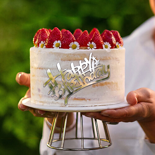 Pasta Önü Happy Birthday Yazı Gümüş - Toptanalim