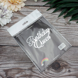Pasta Önü Pleksi Birthday Queen Yazı Gümüş - 2