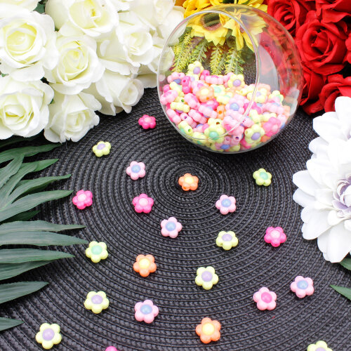 Pastel Renkli Çiçek Boncuk 16 mm (500 Adet) - Toptanalim