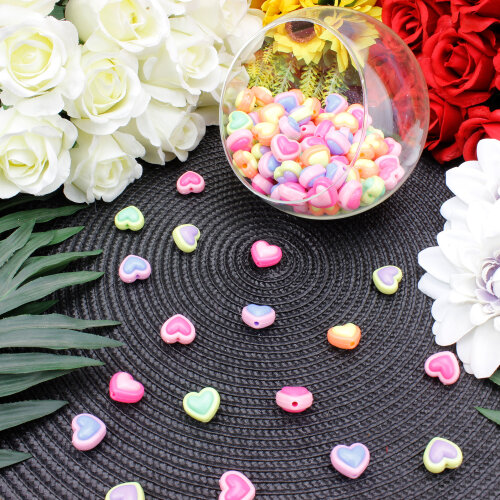 Pastel Renkli Kalp Boncuk 18x16 mm (500 Adet) - Toptanalim