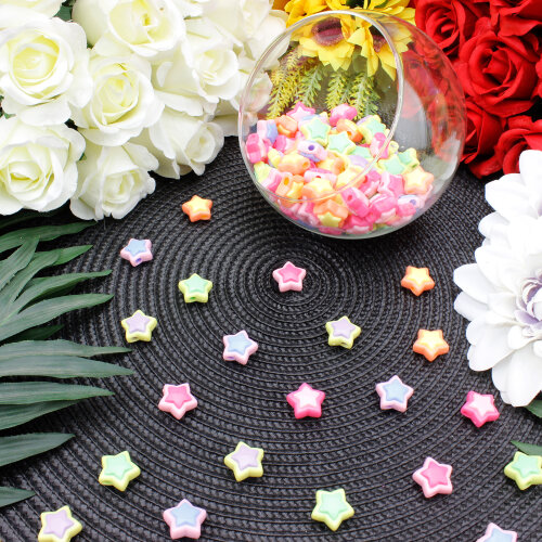 Pastel Renkli Yıldız Boncuk 17 mm (500 Adet) - Toptanalim