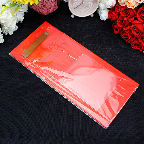 Pencereli Saplı Çiçek Taşıma Kutusu 18x23x8,5 cm Kırmızı - 4