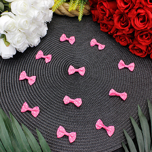 Puantiyeli Grogren Fiyonk 4 cm Pembe - Toptanalim
