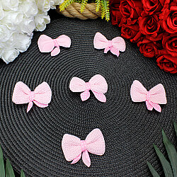 Puantiyeli Örgü Fiyonk 6 cm Pembe - 1
