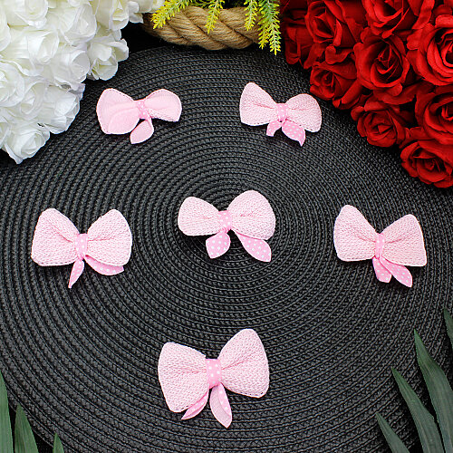 Puantiyeli Örgü Fiyonk 6 cm Pembe - Toptanalim
