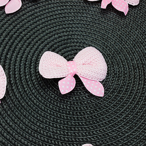 Puantiyeli Örgü Fiyonk 6 cm Pembe - Toptanalim (1)