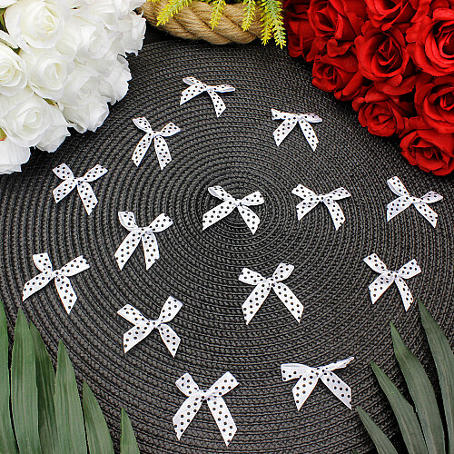 Puantiyeli Saten Fiyonk 4 cm Beyaz - Toptanalim