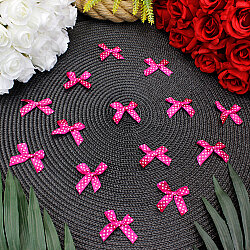 Puantiyeli Saten Fiyonk 4 cm Neon Pembe - 1