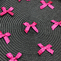 Puantiyeli Saten Fiyonk 4 cm Neon Pembe - 2