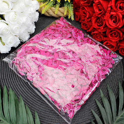 Puantiyeli Saten Fiyonk 4 cm Neon Pembe - 3