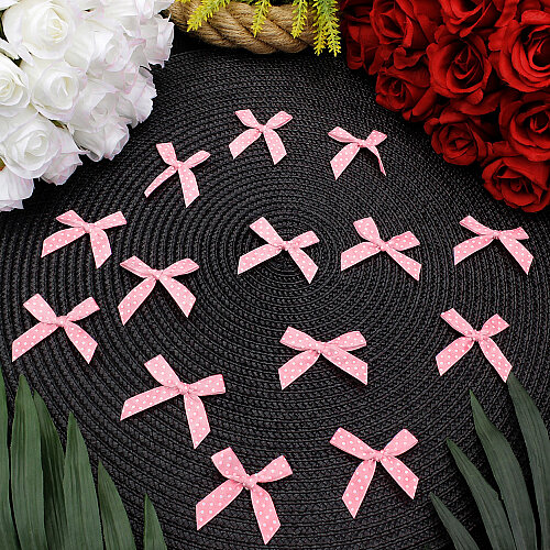 Puantiyeli Saten Fiyonk 4 cm Pembe - Toptanalim