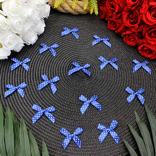 Puantiyeli Saten Fiyonk 4 cm Saks Mavisi - Toptanalim