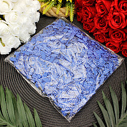 Puantiyeli Saten Fiyonk 4 cm Saks Mavisi - 3