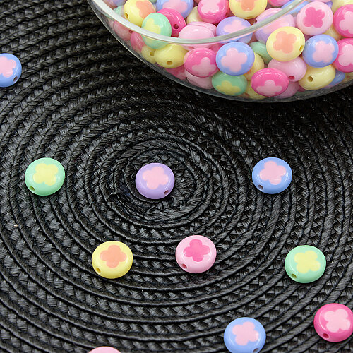 Renkli Çiçek Desenli Yuvarlak Boncuk 17,5 mm (500 gr) - Toptanalim (1)