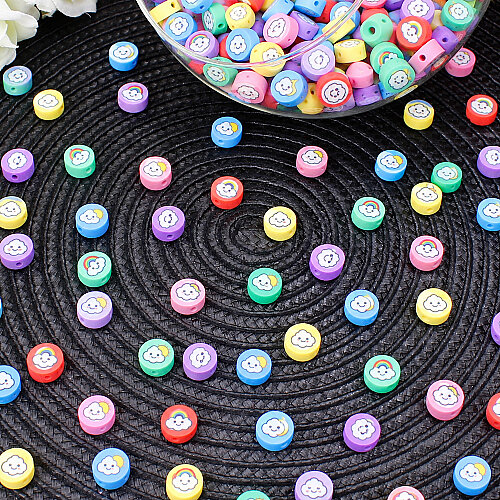 Renkli Gökkuşağı Bulut Desenli Polimer Hamur Boncuk 9,3 mm (500’lü Paket) - Toptanalim (1)