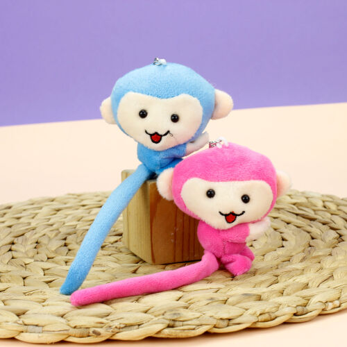 Renkli Maymun Peluş Anahtarlık 12'Li Paket - Kare Dekor