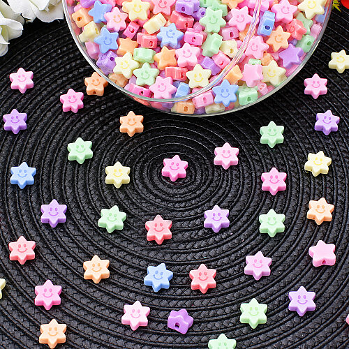 Renkli Pastel Gülen Yüz Yıldız Boncuk 8 mm - Toptanalim (1)