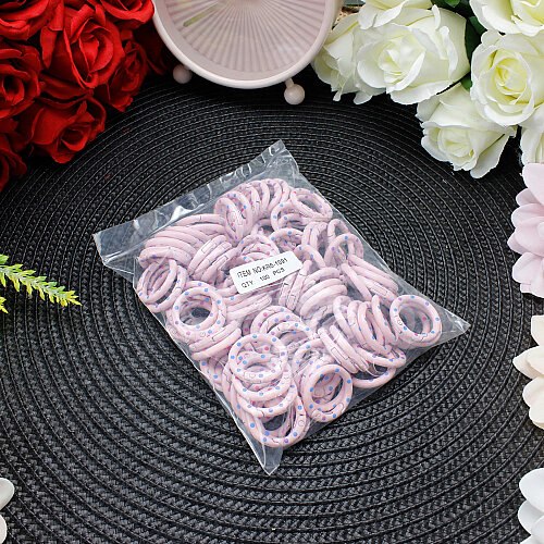 Renkli Puantiyeli Halka Çanta Charm Aksesuar Pembe - 3