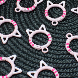 Renkli Puantiyeli Kedi Çanta Charm Aksesuar Pembe - 2