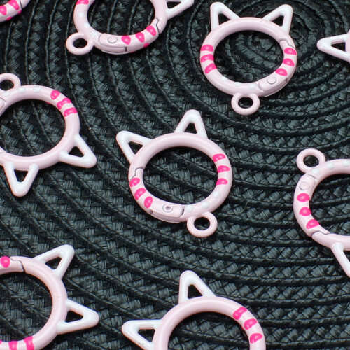 Renkli Puantiyeli Kedi Çanta Charm Aksesuar Pembe - Kare Dekor (1)