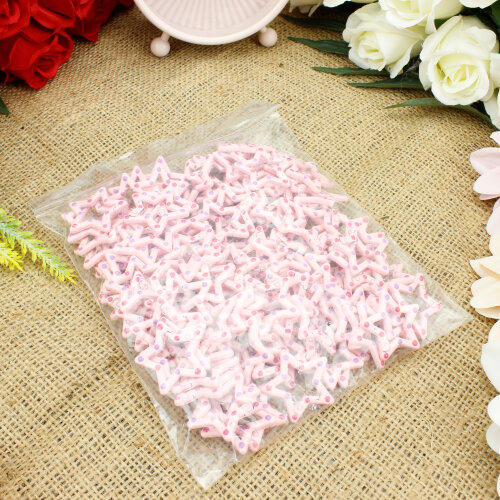 Renkli Puantiyeli Yıldız Çanta Charm Aksesuar Pembe - 3
