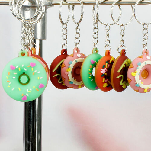 Renkli Silikon Donat Anahtarlık 12'li Paket - Kare Dekor