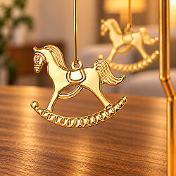 Sallanan At Figürlü Isı ile Dönen Metal Tealight Mumluk Gold - 2