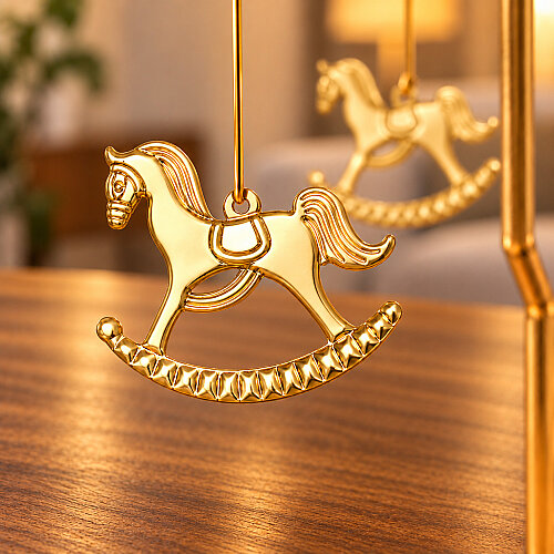 Sallanan At Figürlü Isı ile Dönen Metal Tealight Mumluk Gold - Toptanalim (1)