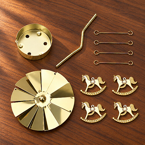 Sallanan At Figürlü Isı ile Dönen Metal Tealight Mumluk Gold - 3