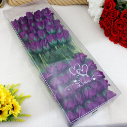 Saplı Yapraklı Kokulu Sabun Gül Mürdüm 50’li Paket - 3