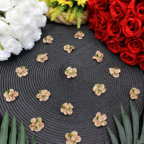 Saten Gül Fiyonk 3 cm Bej - Toptanalim