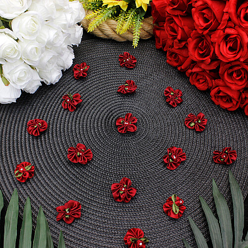 Saten Gül Fiyonk 3 cm Bordo - Toptanalim